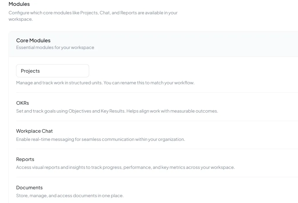 Module Settings Interface